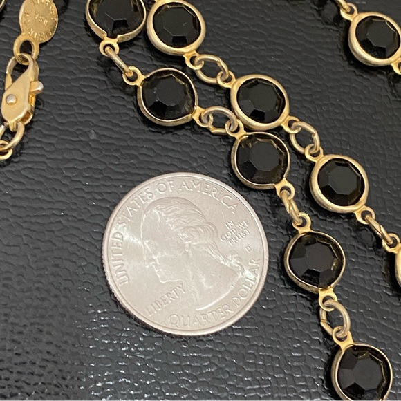 Vintage Signed AUSTRIAN CRYSTAL USA Black Crystal Bezel 35” Necklace - Picture 8 of 16